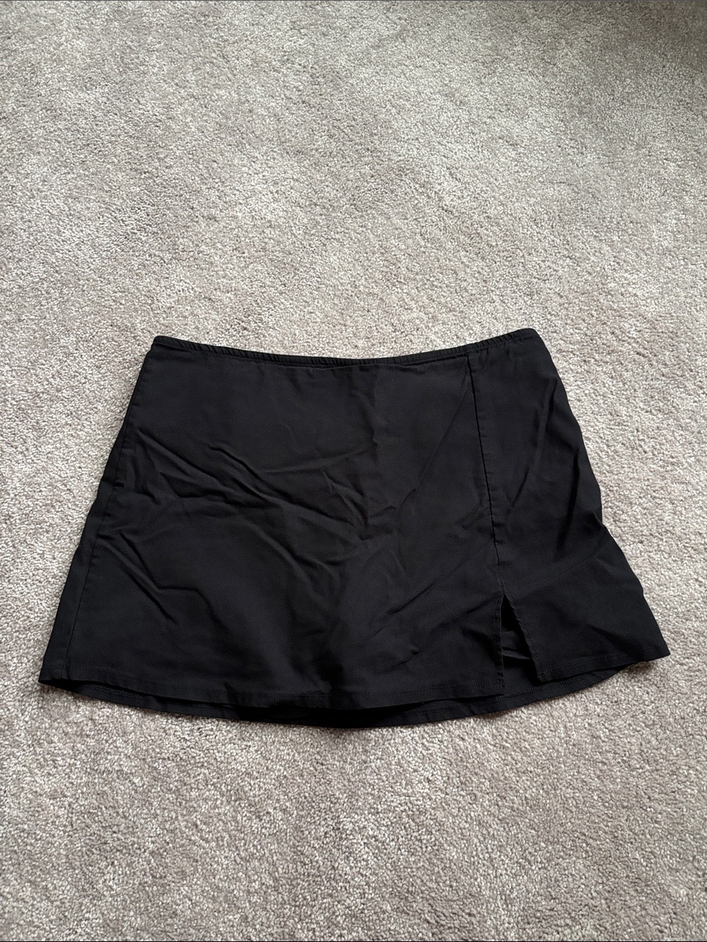 Black Women's A-Line Skirt with Side Slit